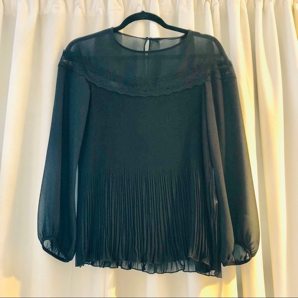 Zara Tops - Zara Modern pleated sheer blouse